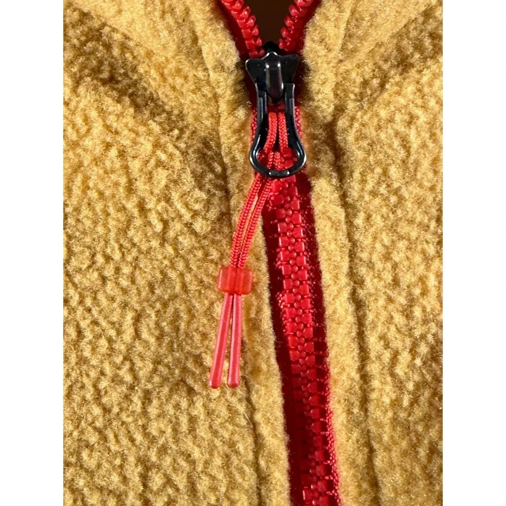 LL Bean Fleece Jacket Mens Medium Yellow Navy Red Full Zip Outdoor Gear M Casual